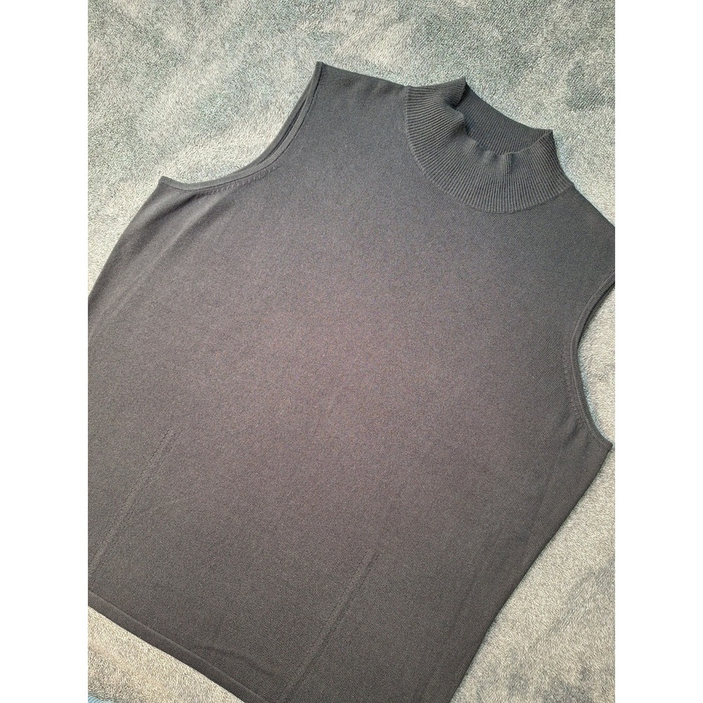 Vtg Talbots Womens Sleeveless Moc Neck Silk Blend Sweater Womens 1X Black Modest